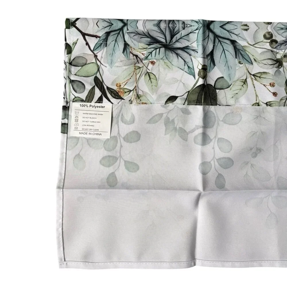 Green Eucalyptus Leaves Window Valance Rod Pocket Curtain Valance 42